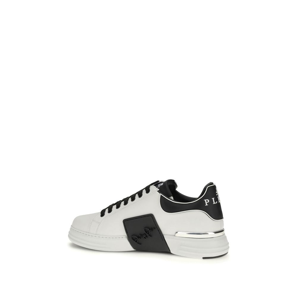 Sneakers by Philipp Plein for men in bos taurus calf leather white features a chic design, perfectly showcasing the chic low-top style of this Men's Low Top Bos Taurus Calf Leather Sneakers.
