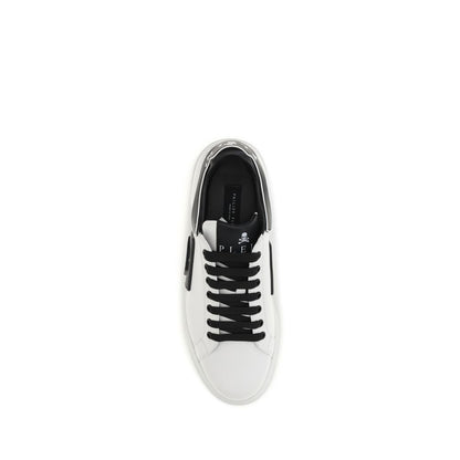 Sneakers by Philipp Plein for men in bos taurus calf leather white features an fashionable silhouette, showcasing the premium Men's Low Top Bos Taurus Calf Leather Sneakers in a fashionable low-top style that offers a fashionable finish for refined style.