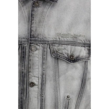 Trucker Jacket by Diesel for men in denim cotton & hemp gray features an contemporary silhouette, showcasing a sophisticated and contemporary pockets for a truly refined look.