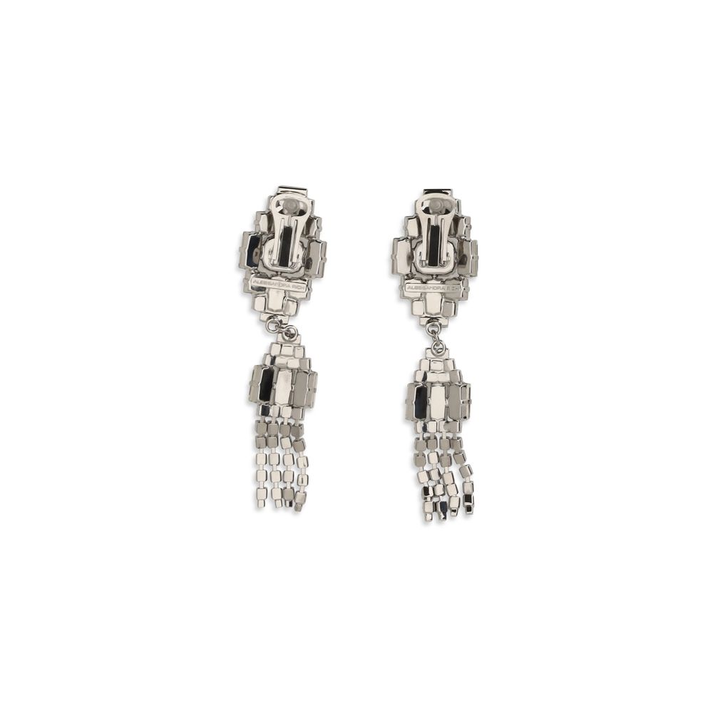 Earrings by Alessandra Rich for women in nylon silver features an ornate drop from the Women's Drop Silver Metal & Crystal Earrings collection, showcasing a ornate finish that embodies sophisticated luxury.