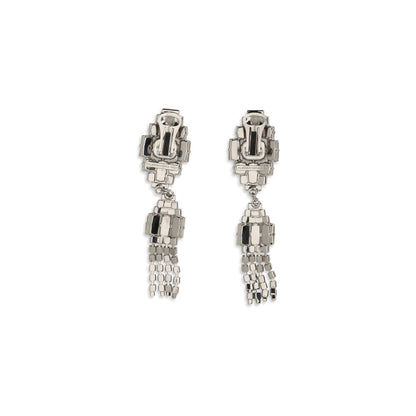 Earrings by Alessandra Rich for women in nylon silver features an ornate drop from the Women's Drop Silver Metal & Crystal Earrings collection, showcasing a ornate finish that embodies sophisticated luxury.