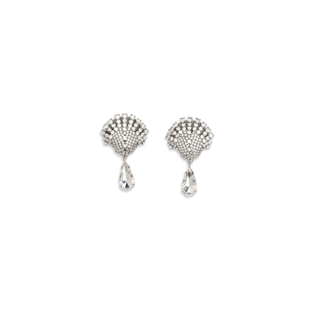 Earrings by Alessandra Rich for women in nylon silver presents a resplendent silhouette, artfully capturing the essence of the Women's Drop Silver Metal & Crystal Earrings with a resplendent drop for a sophisticated look.
