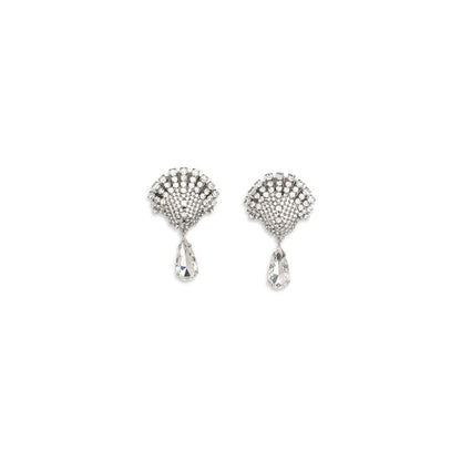 Earrings by Alessandra Rich for women in nylon silver presents a resplendent silhouette, artfully capturing the essence of the Women's Drop Silver Metal & Crystal Earrings with a resplendent drop for a sophisticated look.