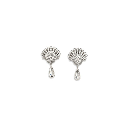 Earrings by Alessandra Rich for women in nylon silver presents a resplendent silhouette, artfully capturing the essence of the Women's Drop Silver Metal & Crystal Earrings with a resplendent drop for a sophisticated look.