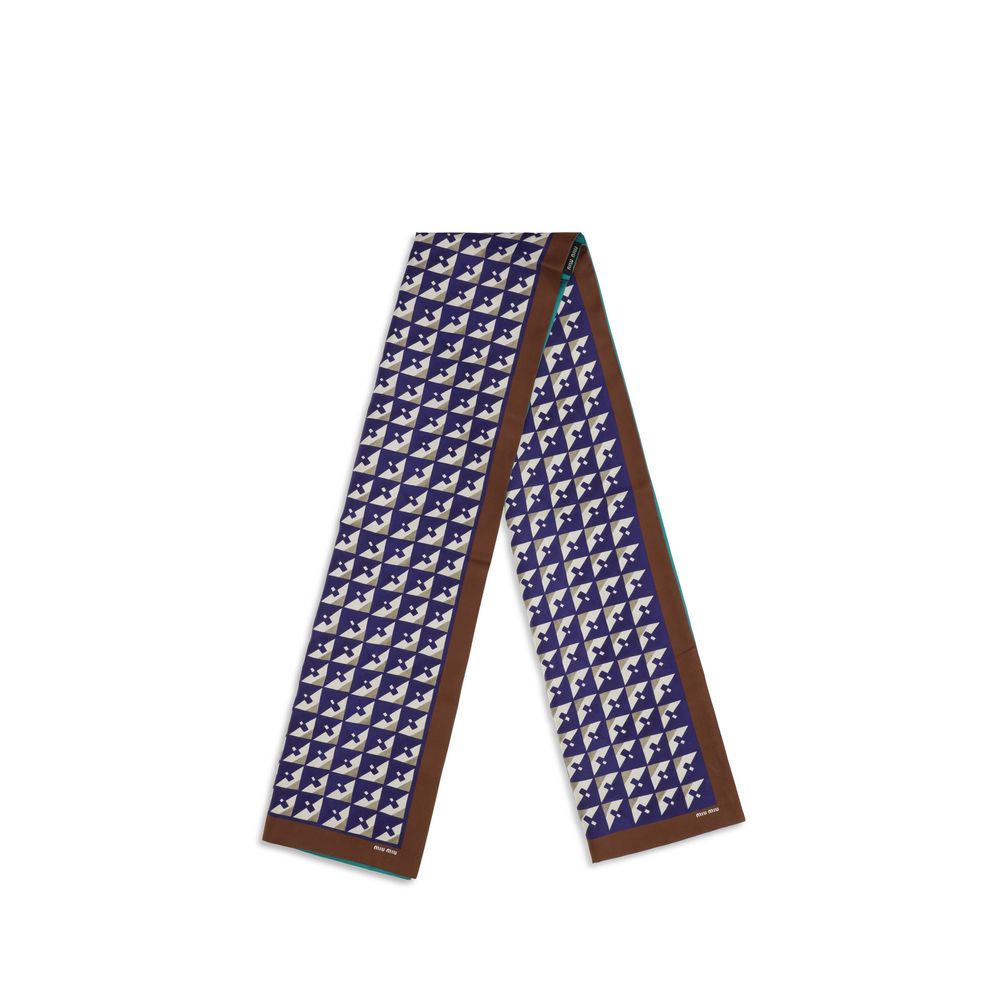 Scarf by Miu Miu for women in silk multicolor, patterned & print features a snug silhouette, perfectly showcasing the elegant drape and premium finish of the Silk Scarf.