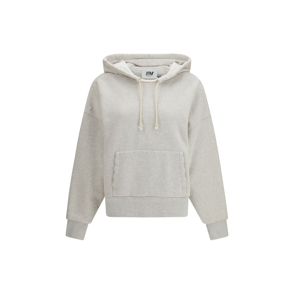 Sweatshirt Hoodie by Golden Goose for women in cotton black, gray, white & signature features an avant-garde silhouette, showcasing a sophisticated hooded neckline and detail for a truly avant-garde finish.