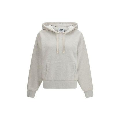 Sweatshirt Hoodie by Golden Goose for women in cotton black, gray, white & signature features an avant-garde silhouette, showcasing a sophisticated hooded neckline and detail for a truly avant-garde finish.