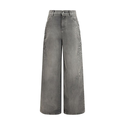 Jeans by Golden Goose for women in denim cotton gray features a polished silhouette with a polished regular-fit, reaching a polished long and finished with a polished .