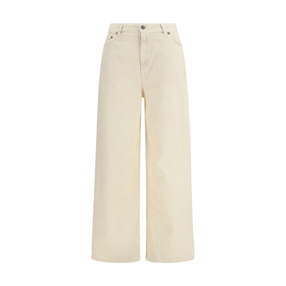 Jeans by Golden Goose for women in denim cotton bicolour features a refined silhouette with a refined straight, relaxed-fit, regular-fit & wide, defined by a and a refined long for a refined finish.