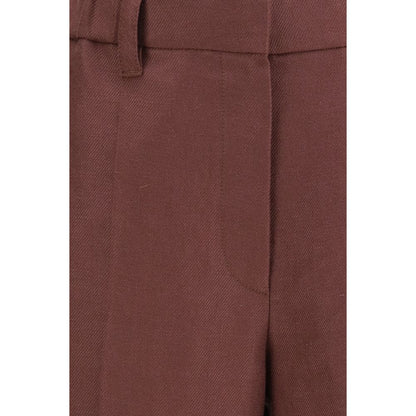 Casual Pants by Brunello Cucinelli for women in linen brown & natural features a polished silhouette with a polished relaxed-fit, regular-fit & wide, reaching a polished long and finished with a polished .