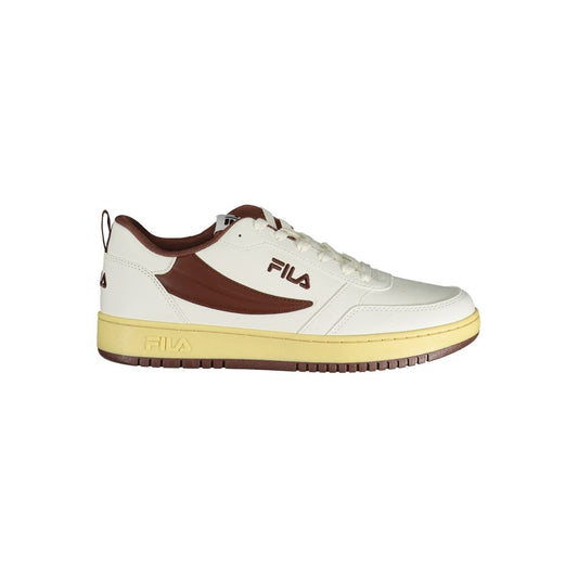 Sneakers by Fila for men in polyester & polyurethane white features an opulent silhouette from the Men's Low-Top Polyester & Polyurethane Sneakers collection, showcasing a signature low-top style with an opulent finish.