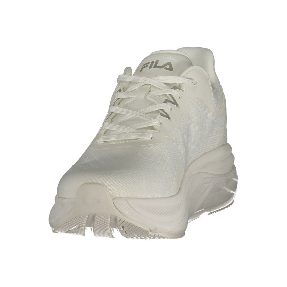 Athletic Sneakers by Fila for men in polyester & polyurethane white features an architectural silhouette from the Men's Athletic Polyester & Polyurethane Sneakers collection, showcasing a architectural athletic style for a architectural look.