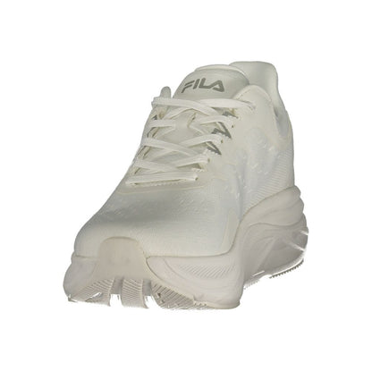 Athletic Sneakers by Fila for men in polyester & polyurethane white features an architectural silhouette from the Men's Athletic Polyester & Polyurethane Sneakers collection, showcasing a architectural athletic style for a architectural look.