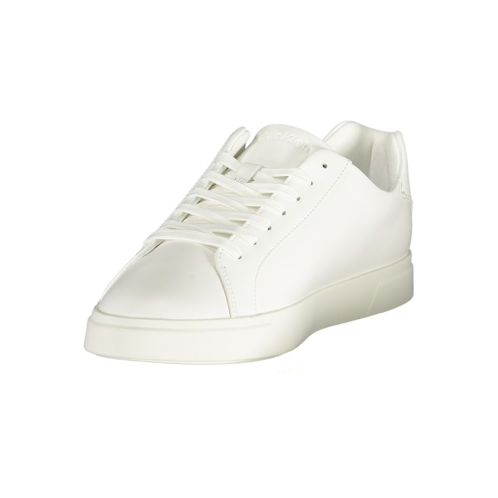 Sneakers by Calvin Klein for men in polyester polyurethane leather white features an opulent silhouette from the Crisp Men's Low-Top Polyester Polyurethane Leather Sneakers collection, showcasing a signature low-top style with an opulent finish.