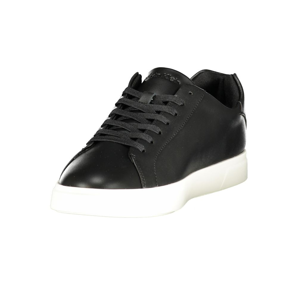Sneakers by Calvin Klein for men in polyester polyurethane leather black features an sumptuous silhouette, showcasing the premium Men's Low-Top Polyester Polyurethane Leather Sneakers in a sumptuous low-top style that offers a sumptuous finish for refined style.