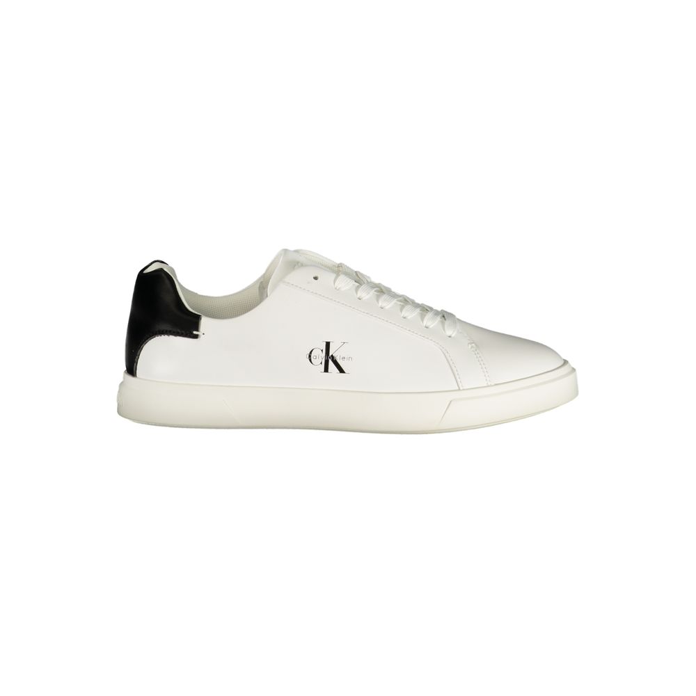 Sneakers by Calvin Klein for women in polyester polyurethane leather white presents a sumptuous silhouette as Crisp Women's Low-Top Polyester Polyurethane Leather Sneakers, expertly defined by a sumptuous low-top style for a sumptuous, high-fashion look.