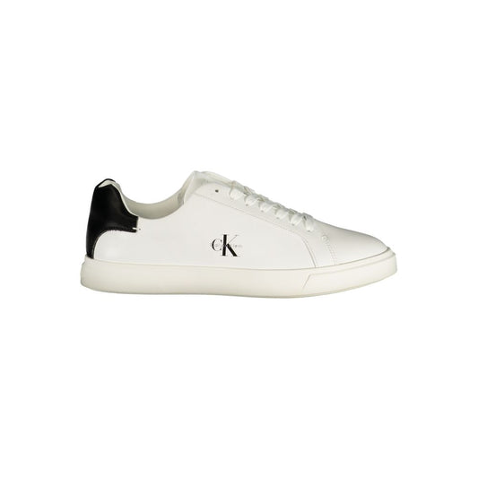 Sneakers by Calvin Klein for women in polyester polyurethane leather white presents a sumptuous silhouette as Crisp Women's Low-Top Polyester Polyurethane Leather Sneakers, expertly defined by a sumptuous low-top style for a sumptuous, high-fashion look.