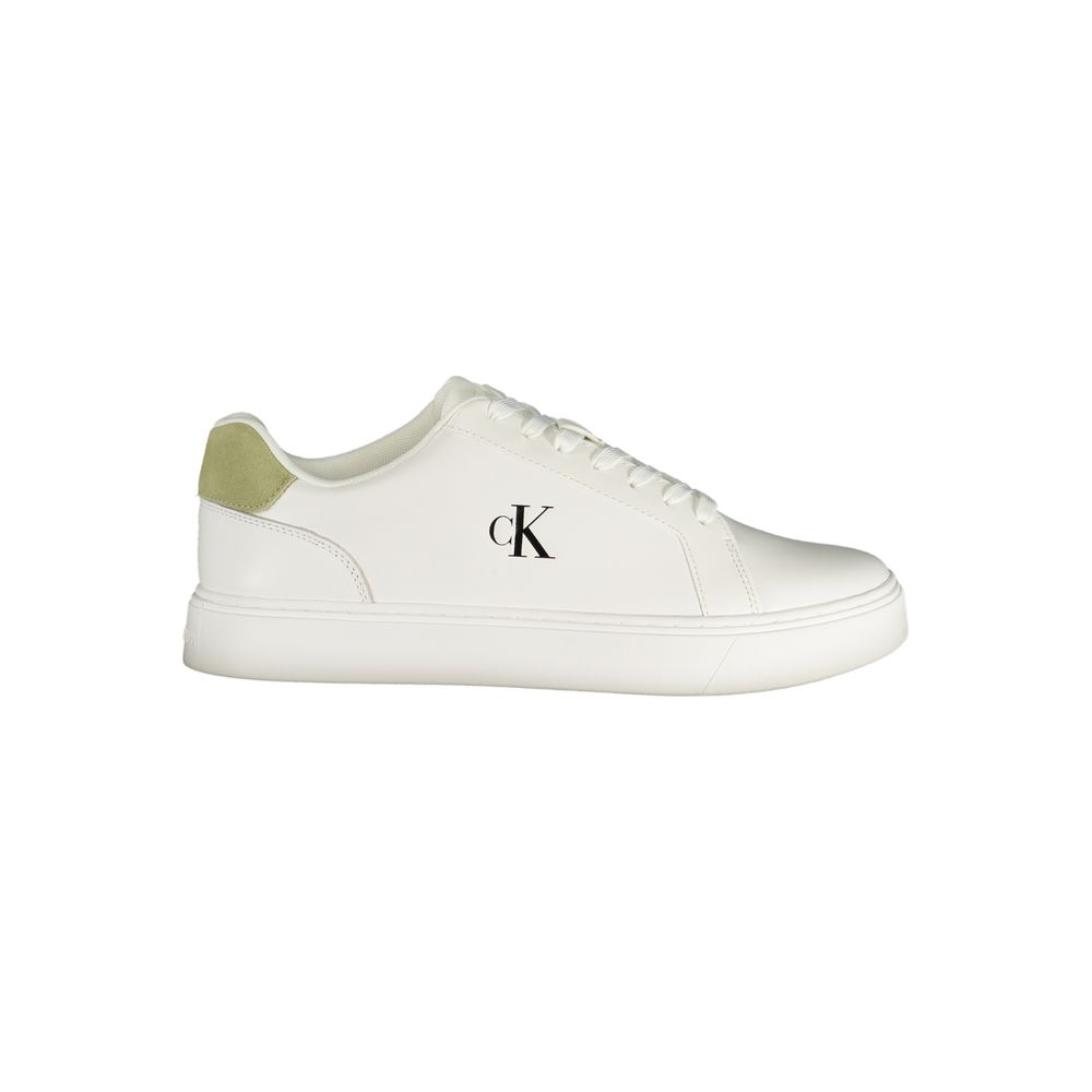Sneakers by Calvin Klein for men in polyester polyurethane leather white features an sumptuous silhouette, showcasing the premium Men's Low-Top Polyester Polyurethane Leather Sneakers in a sumptuous low-top style that offers a sumptuous finish for refined style.