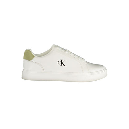 Sneakers by Calvin Klein for men in polyester polyurethane leather white features an sumptuous silhouette, showcasing the premium Men's Low-Top Polyester Polyurethane Leather Sneakers in a sumptuous low-top style that offers a sumptuous finish for refined style.