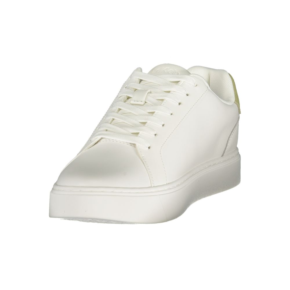 Sneakers by Calvin Klein for men in polyester polyurethane leather white features an opulent silhouette from the Men's Low-Top Polyester Polyurethane Leather Sneakers collection, showcasing a signature low-top style with an opulent finish.
