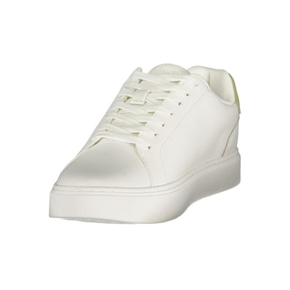 Sneakers by Calvin Klein for men in polyester polyurethane leather white features an opulent silhouette from the Men's Low-Top Polyester Polyurethane Leather Sneakers collection, showcasing a signature low-top style with an opulent finish.