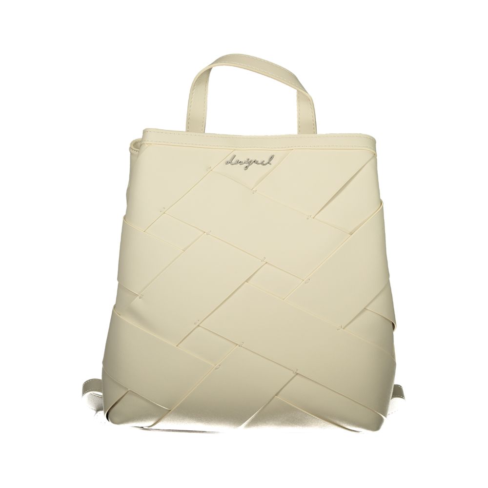 Backpack by Desigual for women in polyurethane white showcases a stately Polyurethane Backpack design, featuring a secure with stately built-in-compartments and versatile backpack-strap.