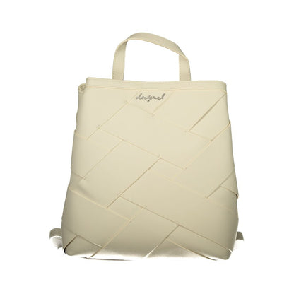 Backpack by Desigual for women in polyurethane white showcases a stately Polyurethane Backpack design, featuring a secure with stately built-in-compartments and versatile backpack-strap.