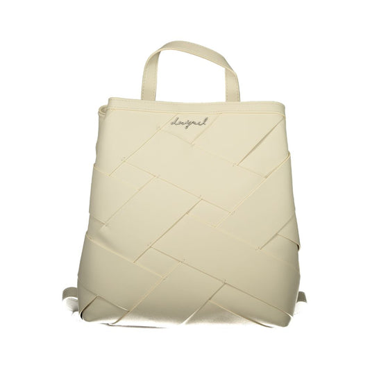 Backpack by Desigual for women in polyurethane white showcases a stately Polyurethane Backpack design, featuring a secure with stately built-in-compartments and versatile backpack-strap.