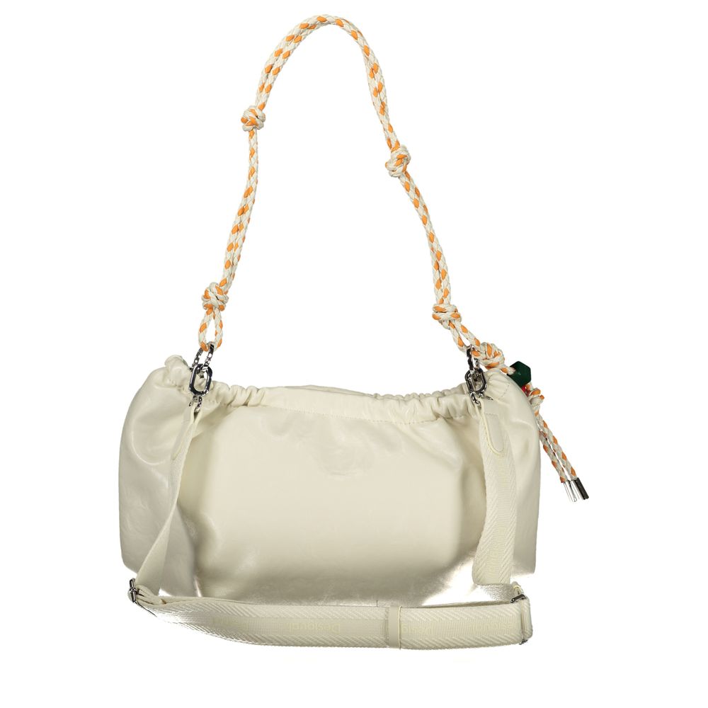 This Handbag by Desigual for women in polyurethane and white presents a sculptural silhouette featuring a secure , ample , and versatile for a sculptural finish.