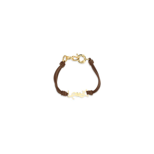 Bracelet by Saint Laurent for women in cotton bicolour & gold features a architectural silhouette, elegantly showcasing a architectural cord wrap bracelet design that defines the Cassandre Women's Cord Wrap Bos Taurus Calf Leather Bracelet aesthetic.