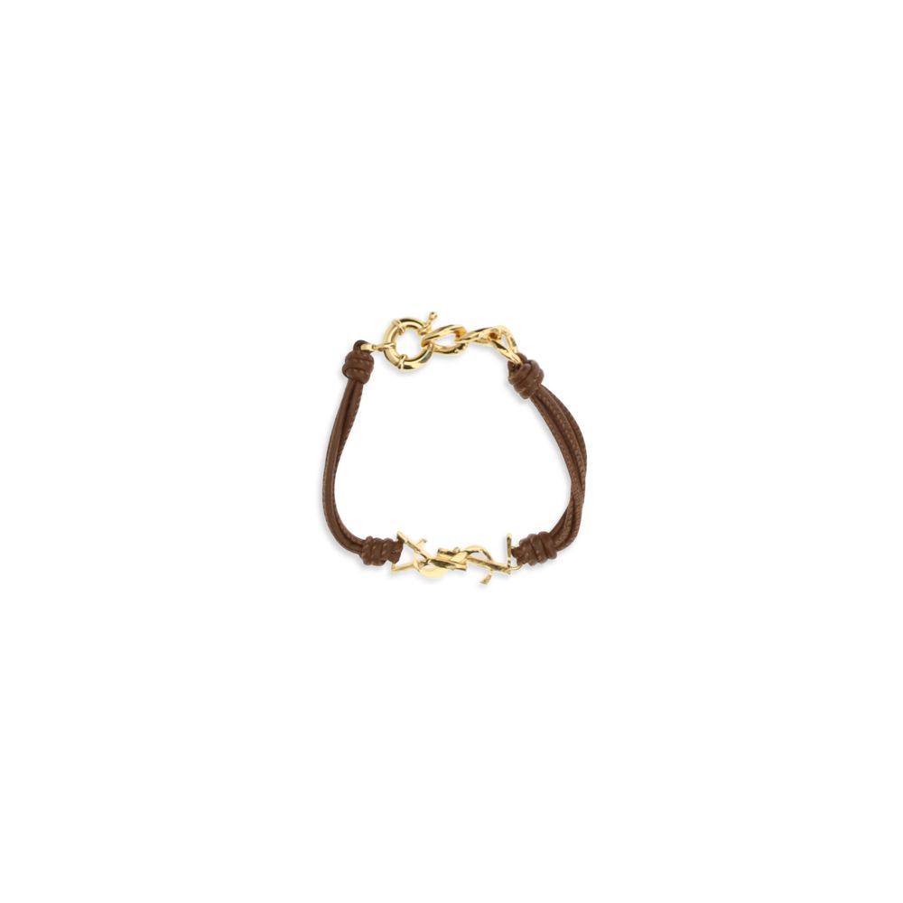 Bracelet by Saint Laurent for women in cotton bicolour & gold showcases a luminous cord wrap bracelet design, artfully capturing the essence of the luminous Cassandre Women's Cord Wrap Bos Taurus Calf Leather Bracelet collection.