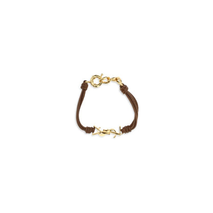 Bracelet by Saint Laurent for women in cotton bicolour & gold showcases a luminous cord wrap bracelet design, artfully capturing the essence of the luminous Cassandre Women's Cord Wrap Bos Taurus Calf Leather Bracelet collection.