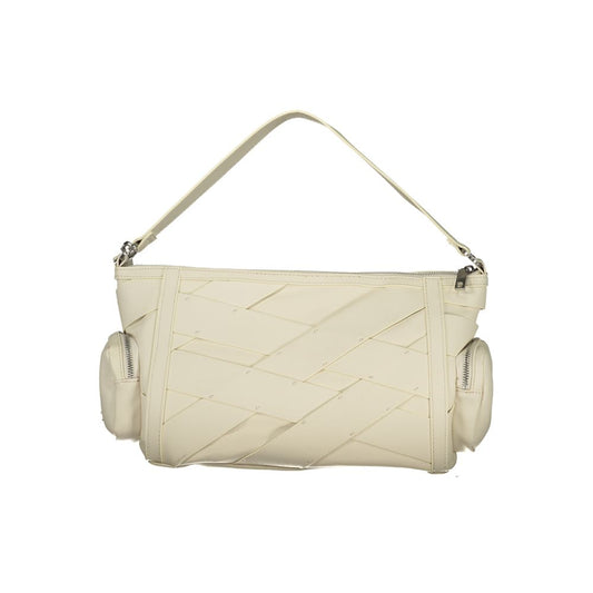Evening Shoulder Handbag by Desigual for women in polyurethane white features an refined silhouette, showcasing a secure zipper, ample external-pockets, internal-pockets & cardholder, and versatile shoulder-strap, adjustable-strap & handle for a sophisticated refined aesthetic.
