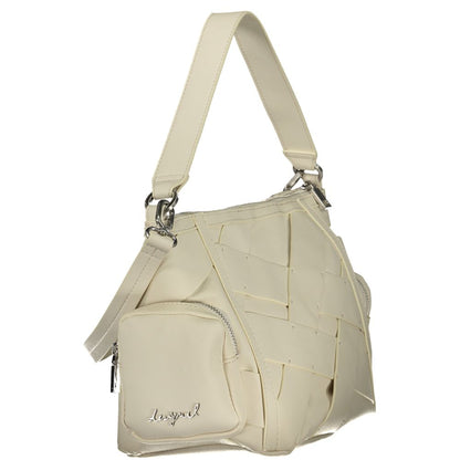Evening Shoulder Handbag by Desigual for women in polyurethane white features a signature silhouette, showcasing a secure zipper and signature external-pockets, internal-pockets & cardholder with versatile shoulder-strap, adjustable-strap & handle for a sophisticated look.