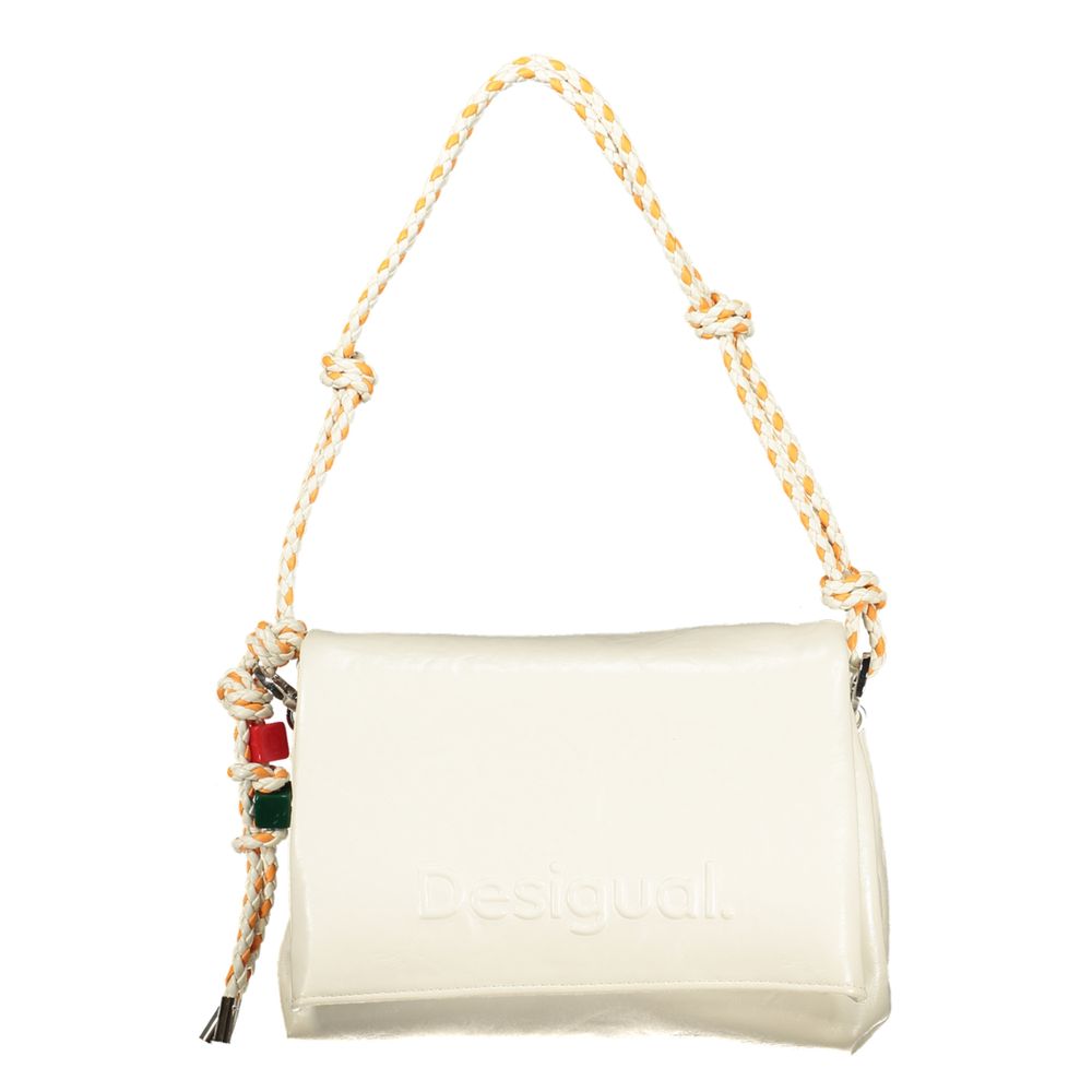 Desigual Ecru Logo Bag Polyethylene Handbag - White