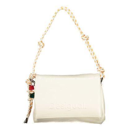 Desigual Ecru Logo Bag Polyethylene Handbag - White