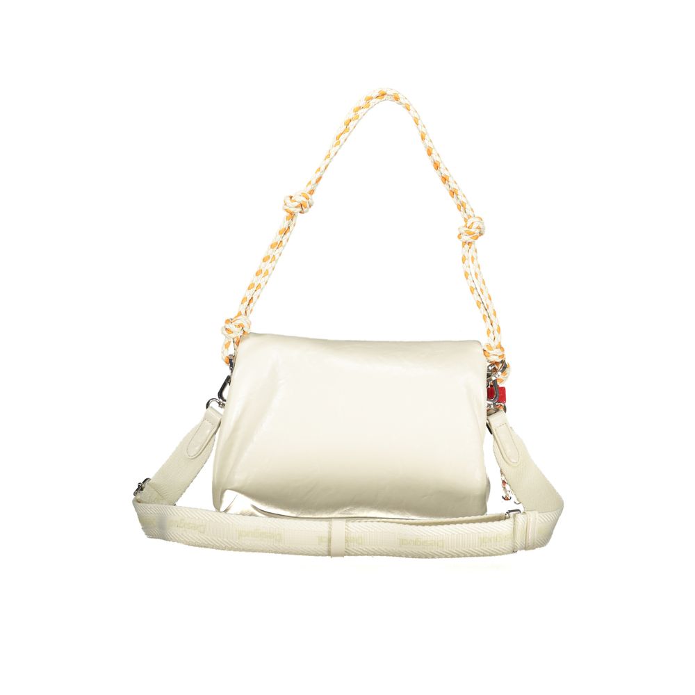 Desigual Ecru Logo Bag Polyethylene Handbag - White
