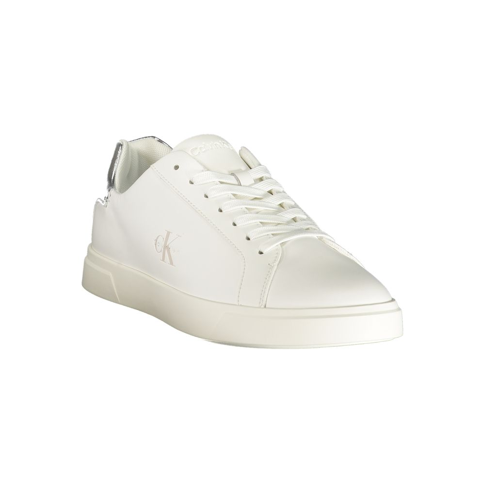 Sneakers by Calvin Klein for women in polyester silver, white & print features an opulent silhouette from the Women's Low-Top Polyester Sneakers collection, showcasing a signature low-top style with an opulent finish.