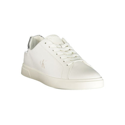 Sneakers by Calvin Klein for women in polyester silver, white & print features an opulent silhouette from the Women's Low-Top Polyester Sneakers collection, showcasing a signature low-top style with an opulent finish.