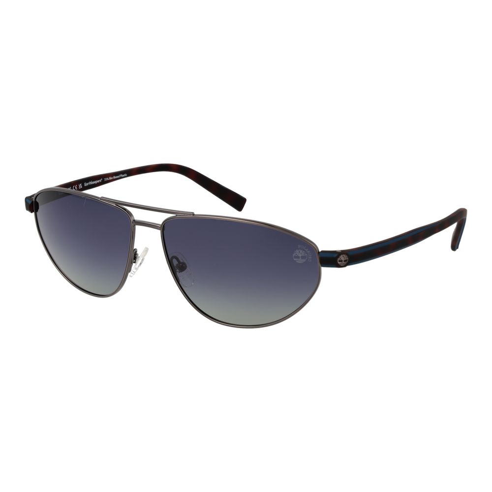 Sunglasses by Timberland for men in metal silver features an ethereal aviator full-rim frame design with silver coloured frame frames and polarized category-3-dark-tint lens for a ethereal finish.
