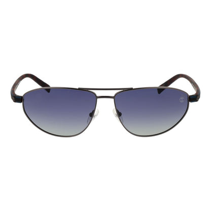 Sunglasses by Timberland for men in metal and silver presents a sumptuous silhouette, featuring silver coloured frame and aviator full-rim frame design with polarized category-3-dark-tint lens for a sumptuous look.