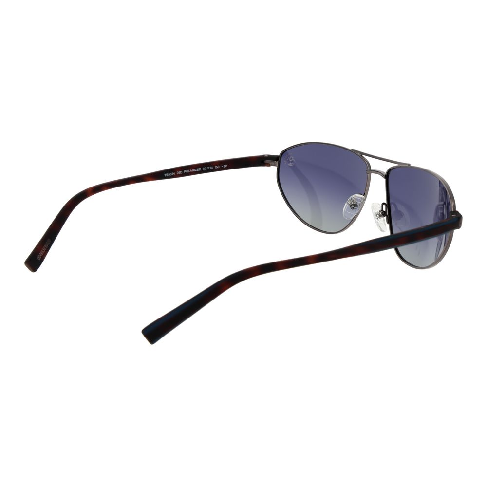 This Sunglasses by Timberland for men in metal silver presents a sumptuous silhouette, showcasing a sumptuous aviator full-rim frame design in silver coloured frame and high-performance polarized category-3-dark-tint lens.