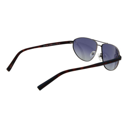 This Sunglasses by Timberland for men in metal silver presents a sumptuous silhouette, showcasing a sumptuous aviator full-rim frame design in silver coloured frame and high-performance polarized category-3-dark-tint lens.