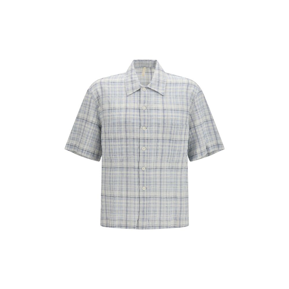 Shirt by Sunflower for men in stretch cotton blue, patterned & checked features an polished silhouette, showcasing a sophisticated and short-sleeve detail for a truly polished finish.