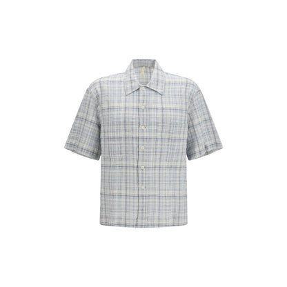 Shirt by Sunflower for men in stretch cotton blue, patterned & checked features an polished silhouette, showcasing a sophisticated and short-sleeve detail for a truly polished finish.