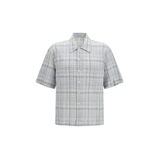 Shirt by Sunflower for men in stretch cotton blue, patterned & checked features an polished silhouette, showcasing a sophisticated and short-sleeve detail for a truly polished finish.