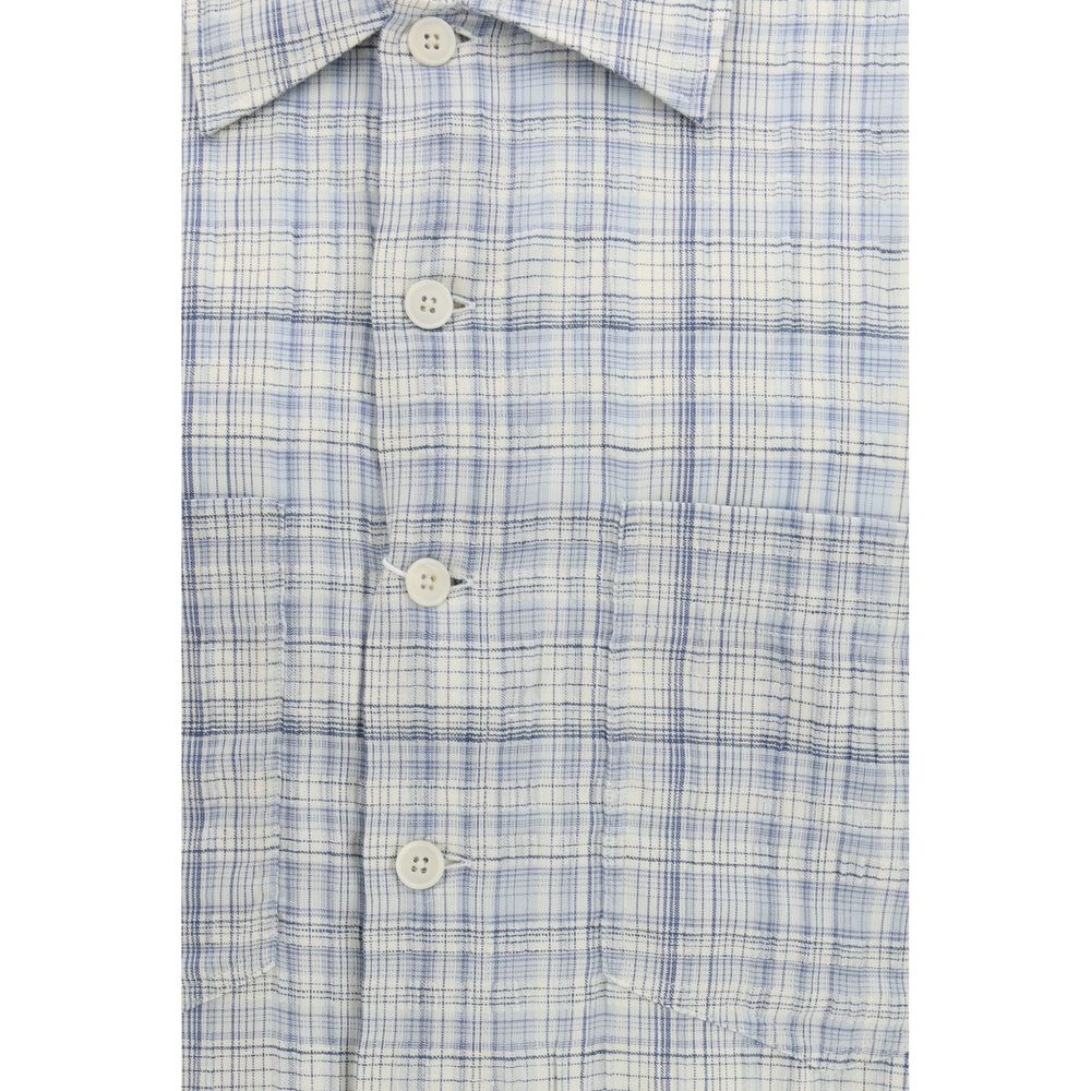 Shirt by Sunflower for men in stretch cotton blue, patterned & checked showcases a sleek silhouette, elegantly detailed with a sleek and for a sleek finish.