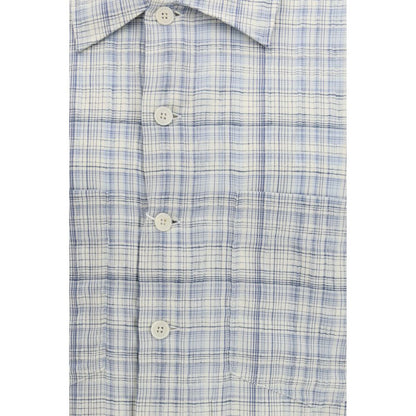 Shirt by Sunflower for men in stretch cotton blue, patterned & checked showcases a sleek silhouette, elegantly detailed with a sleek and for a sleek finish.