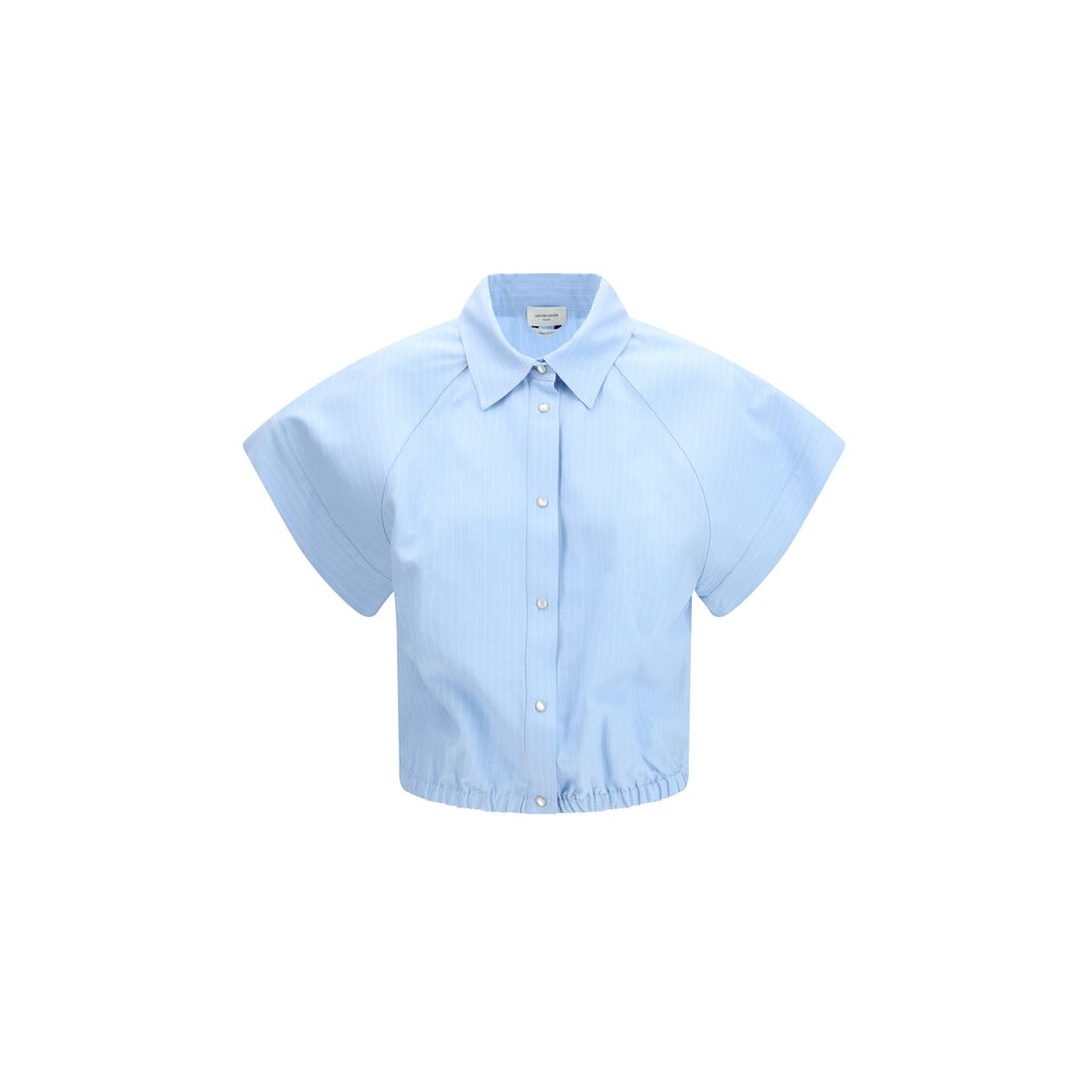 Shirt by Jacob Cohen for women in linen viscose & canvas blue, pearl, white & striped features an architectural silhouette with a refined short-sleeve and elegant for a architectural look.