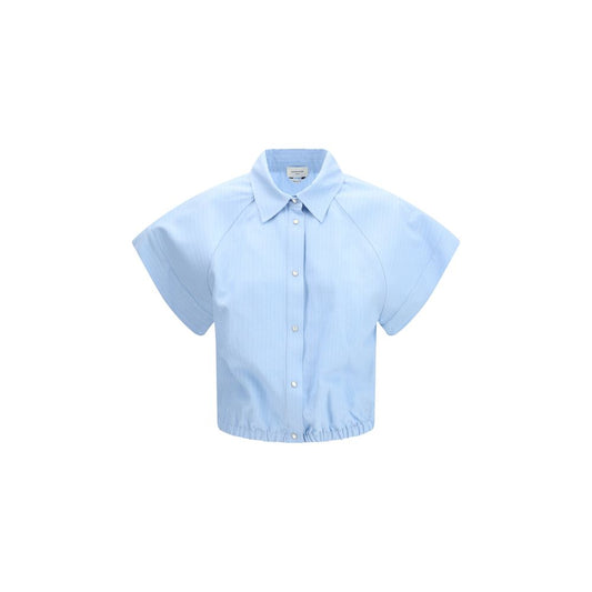 Shirt by Jacob Cohen for women in linen viscose & canvas blue, pearl, white & striped features an architectural silhouette with a refined short-sleeve and elegant for a architectural look.